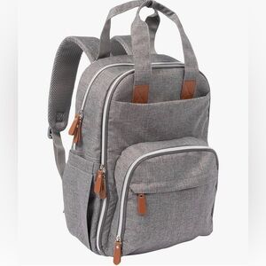 Trend Lab Deluxe Diaper Backpack Grey 12 Pockets Insulated Wipe Pocket